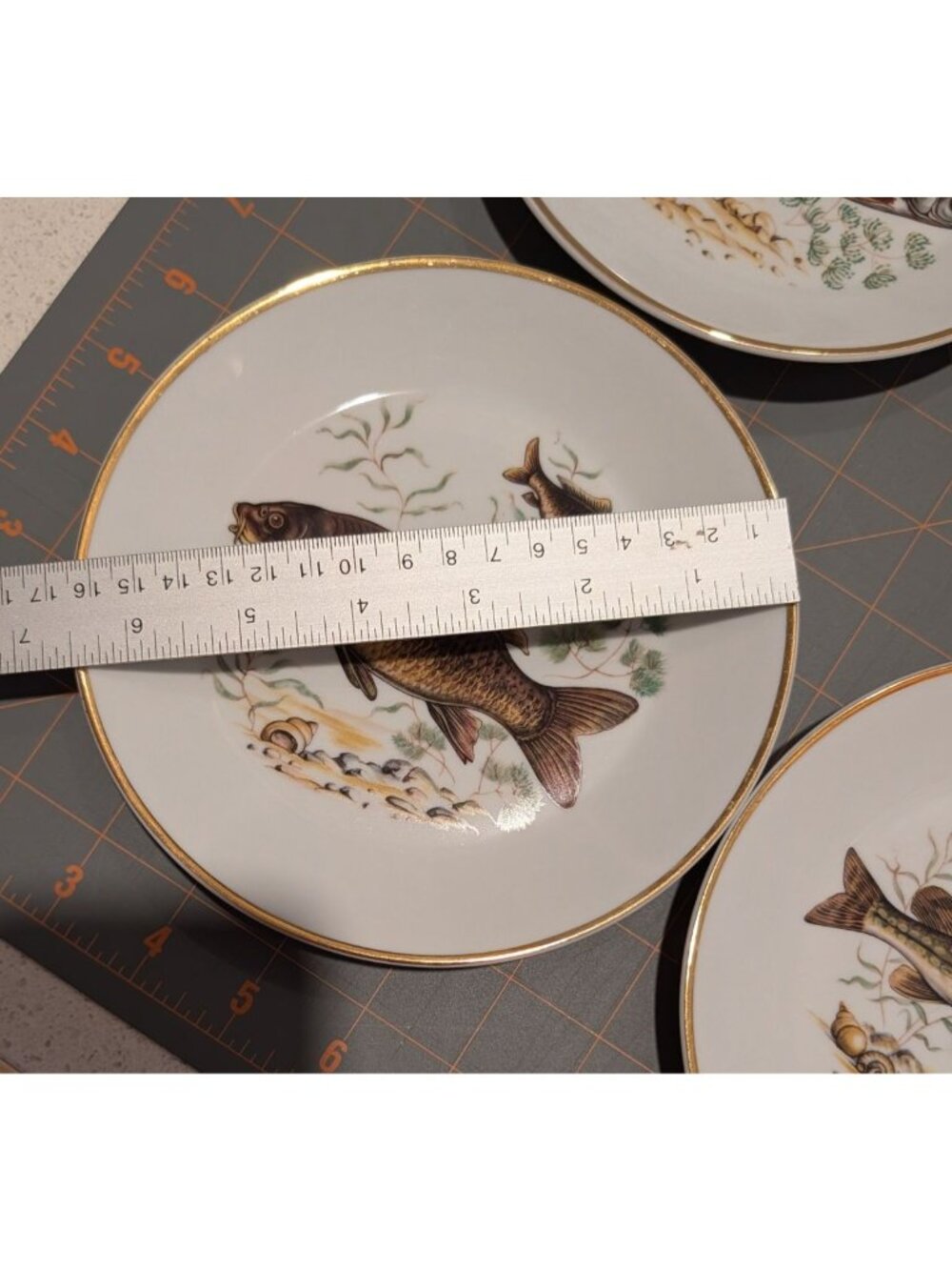 Vintage Naaman Israel Fish Platter 6 Plates Gold Trim Porcelain NAA2 Pike Fish - Picture 15 of 16